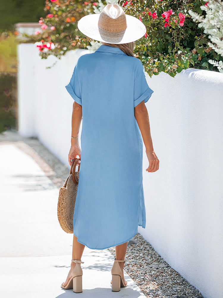 Vestido de Praia com Botões Blau